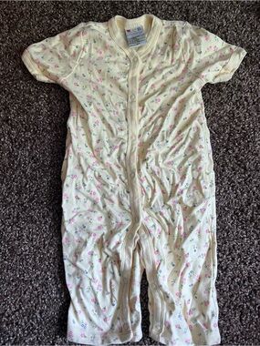Soft Floral Cream Baby One-Piece Bodysuit by Lovespun